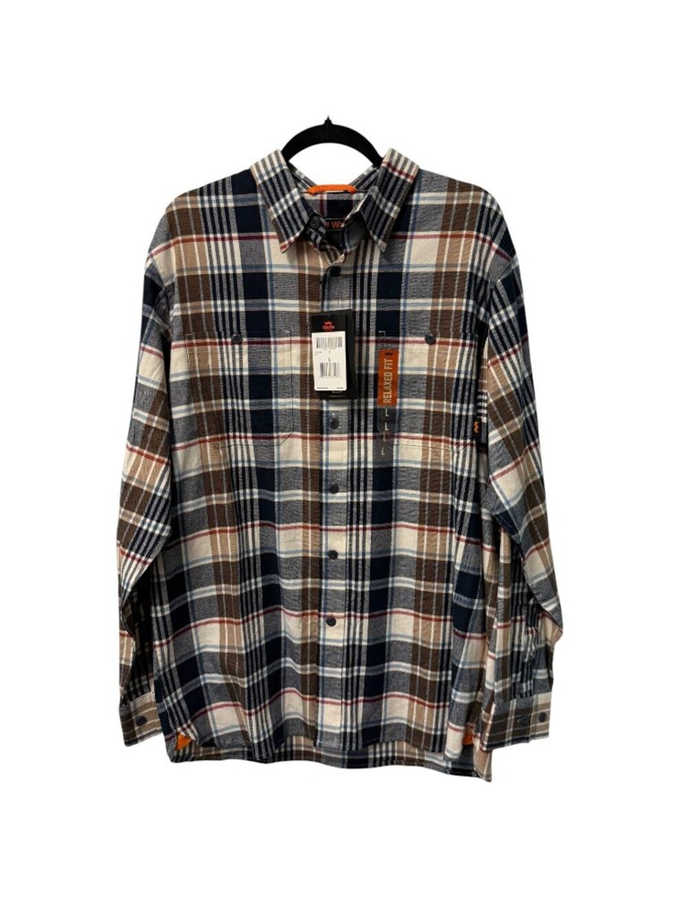 WALLS FLEX FLANNEL SHIRT PLAID MENS L RELAXED FIT DURABLE WORK FALL CASUAL NEW